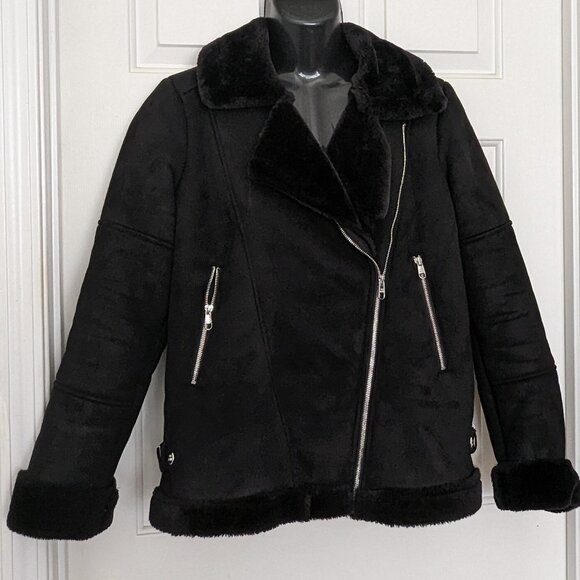 Steve Madden Women's Faux-Shearling Coat, Created for Macy's Size M Black - Picture 2 of 13